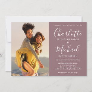 Invitación Elegante firma de fotos de secuencia de Mauve Boda