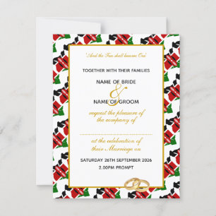 Invitación Elegante FLAG KENYA con BODA de guión dorado