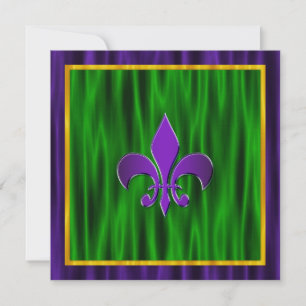 Invitación Elegante Fleur De Lis Boda de Mardi Gras