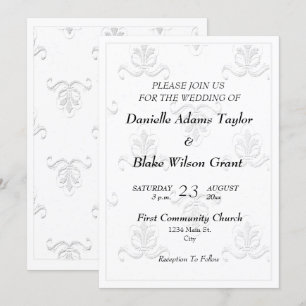 Invitación Elegante Fleur de Lis Invitat Boda blanco y negro