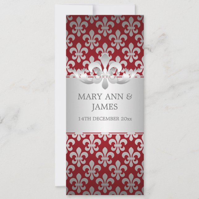 Invitación Elegante Fleur De Lis Red (Anverso)