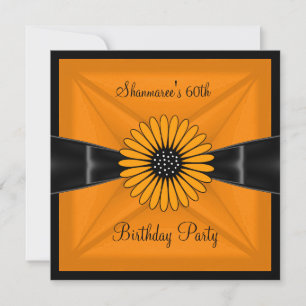 Invitación Elegante flor amarilla negra fiesta de cumpleaños