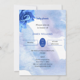 Invitación Elegante flor azul Baby Shower personalizada