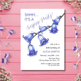 Invitación Elegante Flor Azul Flor Flor Sorpresa Cumpleaños