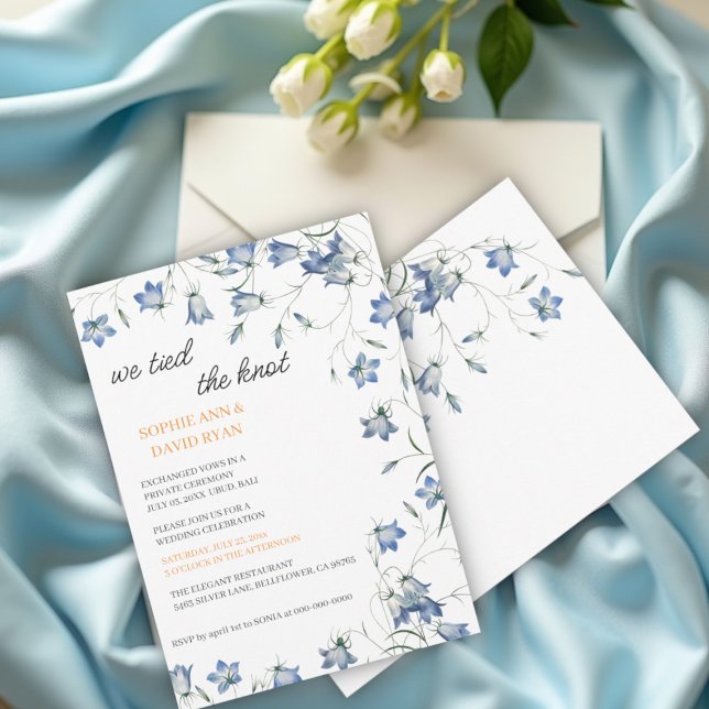 Invitación Elegante flor azul floral atamos el nudo (Subido por el creador)