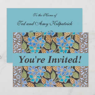 Invitación Elegante Flor Azul Periwinkle Floral Clásico