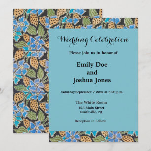 Invitación Elegante Flor Azul Periwinkle Floral Clásico