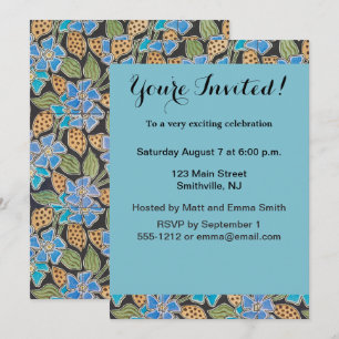 Invitación Elegante Flor Azul Periwinkle Floral Clásico