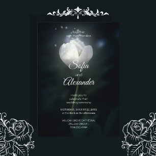 Invitación Elegante Flor Brillante Floral Oscura Vintage Boda