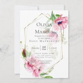 Invitación Elegante flor de adormidera rosa primavera