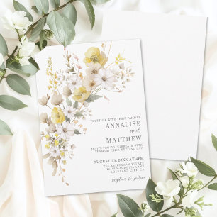 Invitación Elegante Flor de Boda Amarilla Floral Silvestre