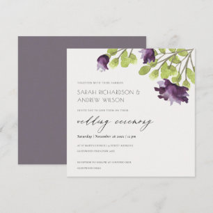 INVITACIÓN ELEGANTE FLOR DE BODAS DE AÑIL Y PÚRPURA EN ACRÉLI