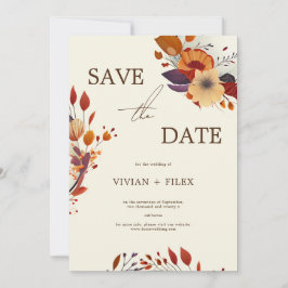 Invitación Elegante Flor De Caída Salvar La Fecha
