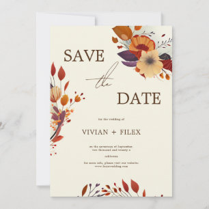 Invitación Elegante Flor De Caída Salvar La Fecha