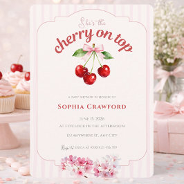Invitación Elegante Flor de Cerezo en la Parte Superior Rosa 