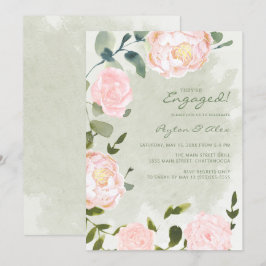 Invitación Elegante Flor de Compromiso Rosa Rubor