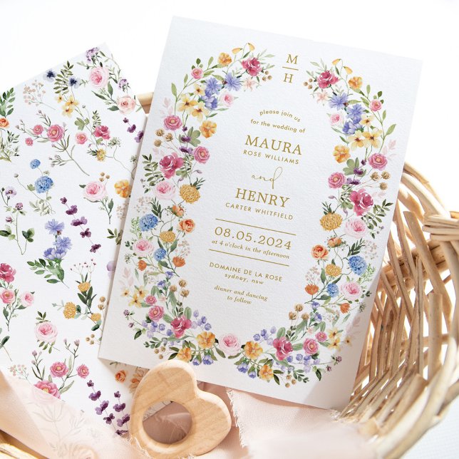 Invitación Elegante Flor de Flor Silvestre Wreath Garden Wedd (Subido por el creador)