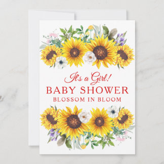 Invitación Elegante flor de girasol amarillo Baby Shower