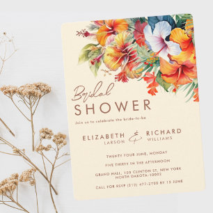 Invitación Elegante Flor de Hibisco Floral Tropical de Boda