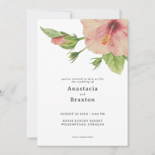 Invitación Elegante Flor de Hibisco Tropical de Boda