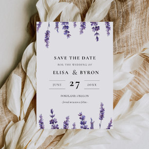 Invitación Elegante flor de lavanda Guardar la fecha