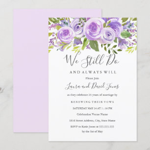 Invitación Elegante Flor de Lavanda Rosa Renovación de Votos