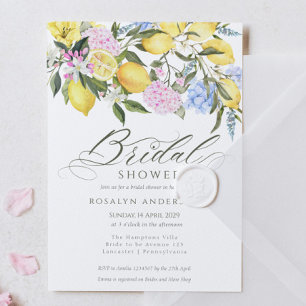 Invitación Elegante Flor de Limón Bridal Shower de Cítricos
