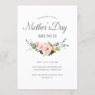 Invitación Elegante Flor de Rosa Pastel Verde Día de la Madre