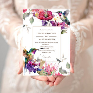 Invitación Elegante Flor Flor Floral Dos Aves Boda