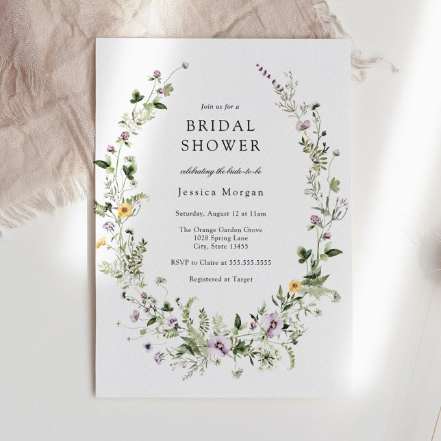 Invitación Elegante Flor Flora Silvestre Wreath Bridal Shower (Subido por el creador)