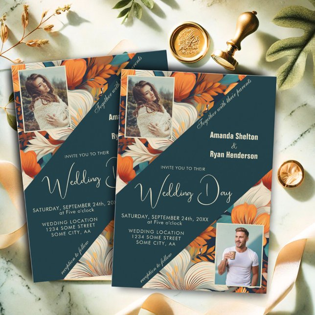 Invitación Elegante Flor Floral Tropical 2 Boda de fotografía (Subido por el creador)