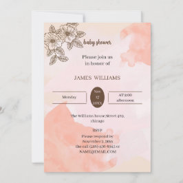 Invitación Elegante flor marrón Baby Shower personalizado