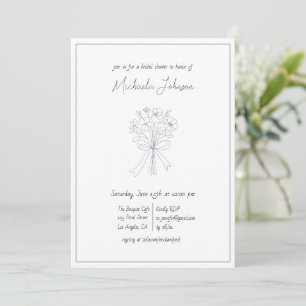 Invitación Elegante flor Minimalista y ducha novia de barro