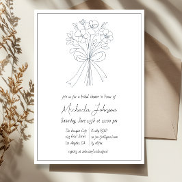 Invitación Elegante flor Minimalista y ducha novia de barro