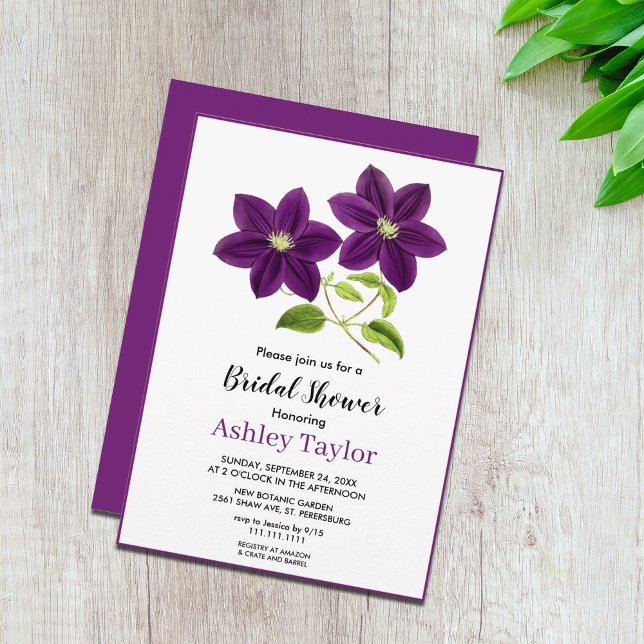 Invitación Elegante flor morado boho floral Bridal Shower (Subido por el creador)