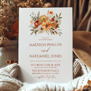 Invitación Elegante flor rústica floral otoño Boda