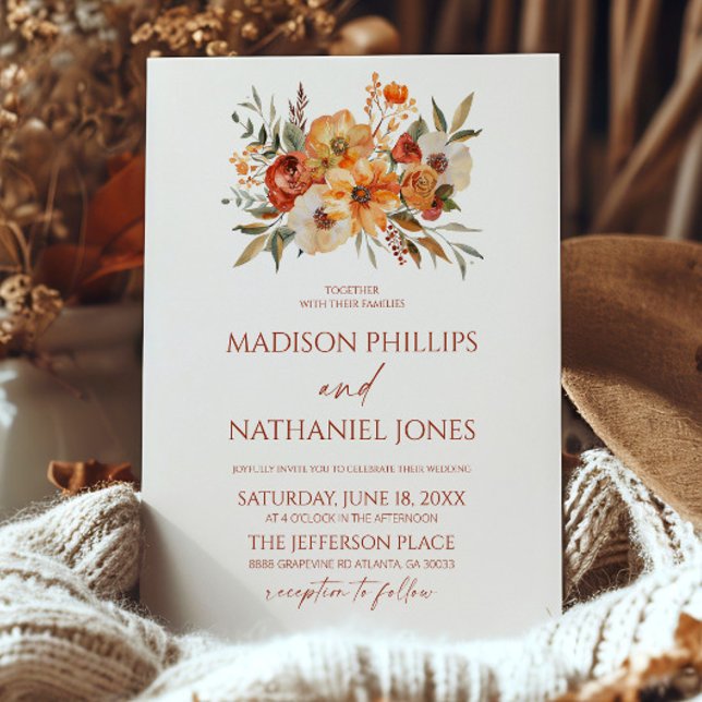 Invitación Elegante flor rústica floral otoño Boda (Subido por el creador)