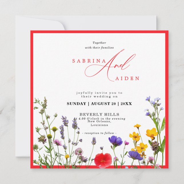 Invitación Elegante Flor Salvaje Floreciente Boda Jardín (Anverso)