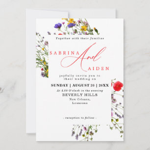 Invitación Elegante Flor Salvaje Floreciente Boda Jardín