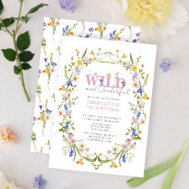 Invitación Elegante Flor salvaje y maravillosa 1er cumpleaños