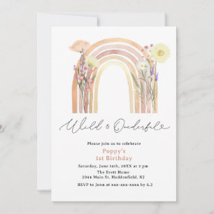 Invitación Elegante Flor salvaje y maravillosa 1er cumpleaños