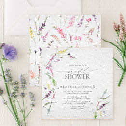 Invitación Elegante Flor Silvestre Acuarela Floral Bridal Sho