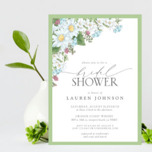 Invitación Elegante Flor Silvestre Acuarela Floral Bridal Sho