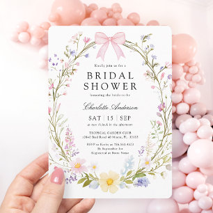 Invitación Elegante Flor Silvestre Acuarela Floral Bridal Sho