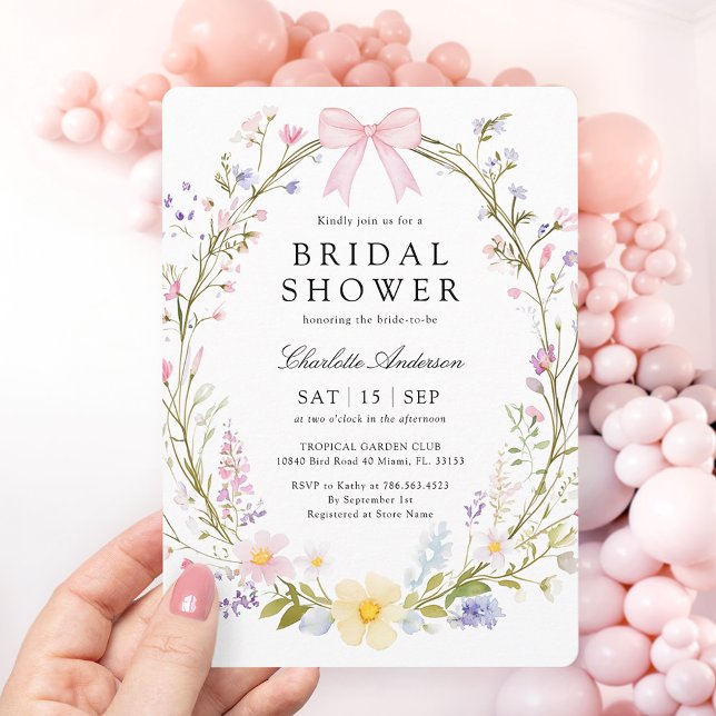 Invitación Elegante Flor Silvestre Acuarela Floral Bridal Sho (Subido por el creador)