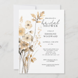 Invitación Elegante Flor Silvestre Acuarela Floral Bridal Sho