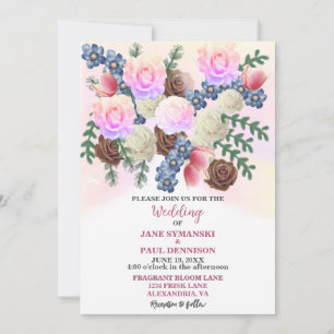 Invitación Elegante flor silvestre-boutique-Boda-invitado