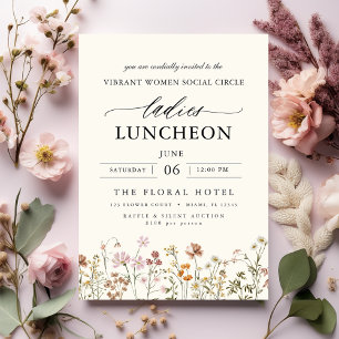Invitación Elegante flor silvestre del almuerzo de caridad