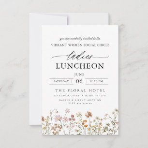 Invitación Elegante flor silvestre del almuerzo de caridad