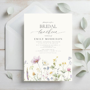 Invitación Elegante flor silvestre del almuerzo de novia